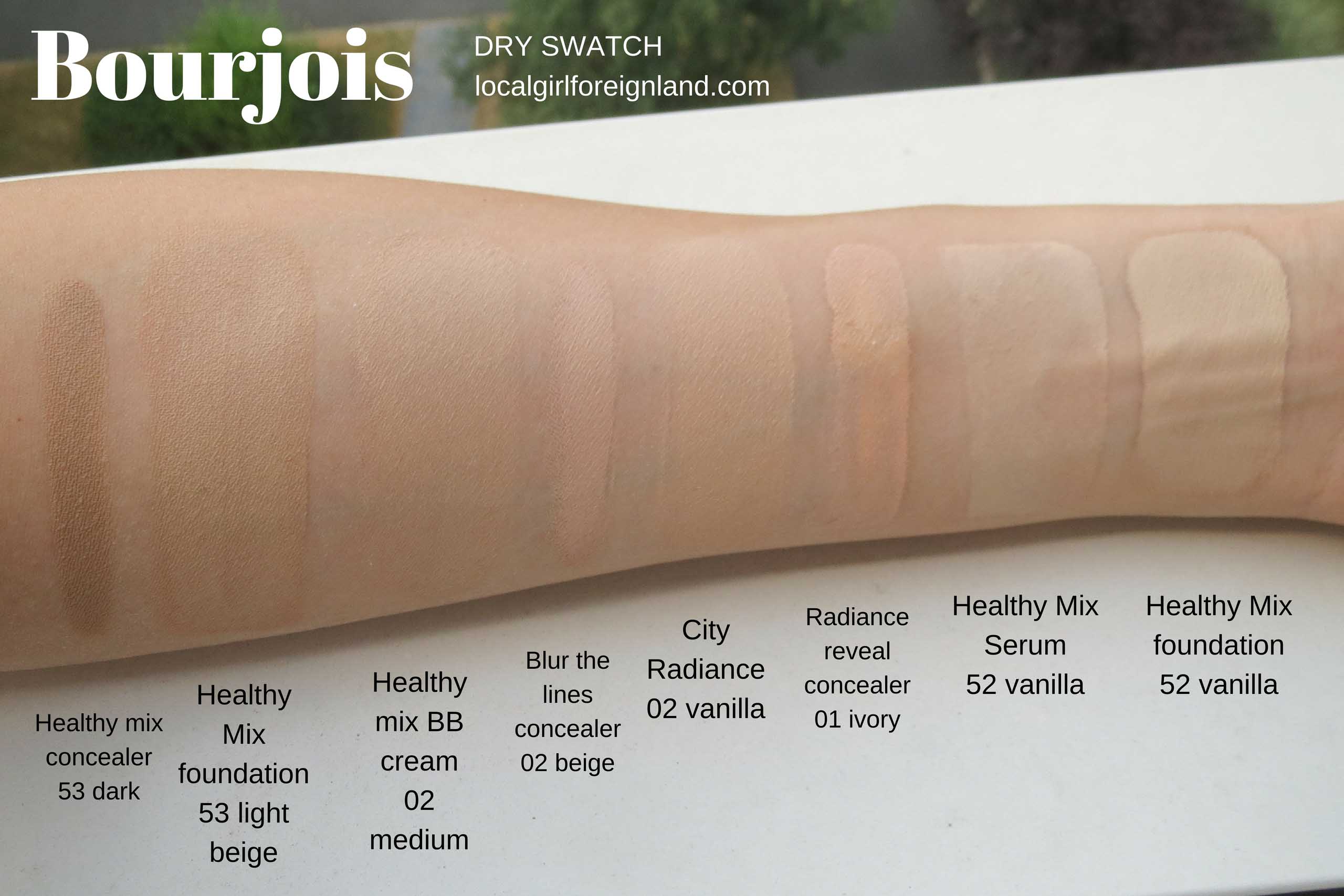 Bourjois foundation dry swatch